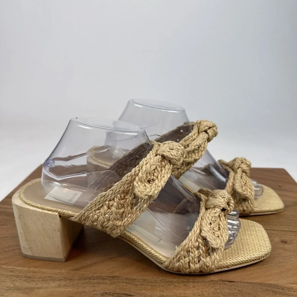 Womens Dolce Vita Zemmie Espadrille Knot Raffia Heel Slide Sandals Size 10 M EUC - Picture 5 of 8